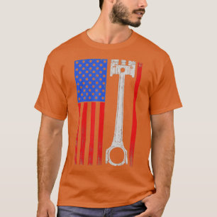 T-shirt American Flag Piston Muscle Voiture Patriotique Vi