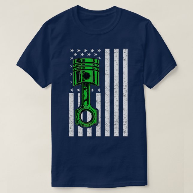 T-shirt American Flag Piston Muscle Voiture Patriotique Vi (Design devant)