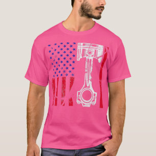 T-shirt American Flag Piston Muscle Voiture Patriotique Vi