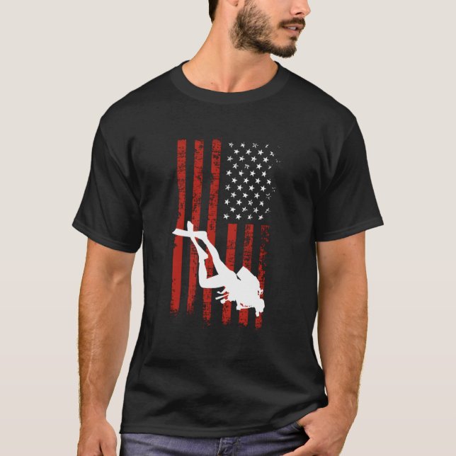 T-shirt American Flag Plongée sous-marine Idée de concepti (Devant)