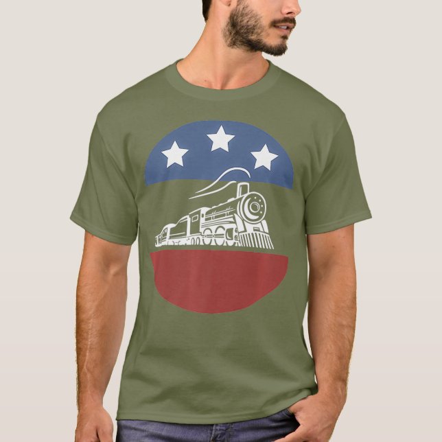 T-shirt American Flag Railroad Train Conductor Gifts USA (Devant)
