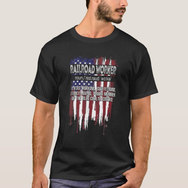 T-shirt American Flag Railroad Worker Définition Drôle Fat (Devant)