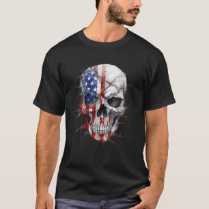 T-shirt American Flag Skull 4 juillet