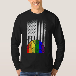 T-shirt American Flag Soccer Ball Lgbt Q Rainbow Gay pride