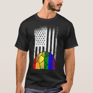 T-shirt American Flag Soccer Ball Lgbt Q Rainbow Gay pride