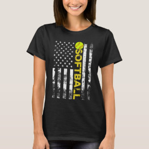 T-shirt American Flag Softball Team Cadeau