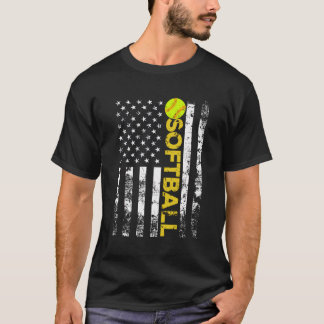T-shirt American Flag Softball Team Cadeau