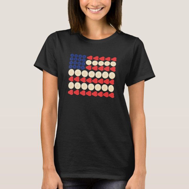 T-shirt American Flag Strawberry Blueberry Banana 4th Of J (Devant)