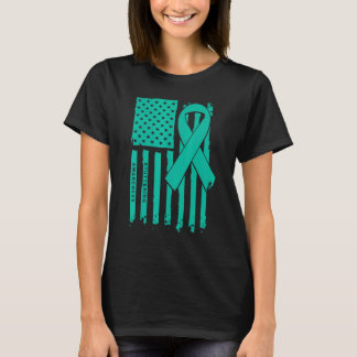 T-shirt American Flag Teal Ribbon Stuttering Awareness