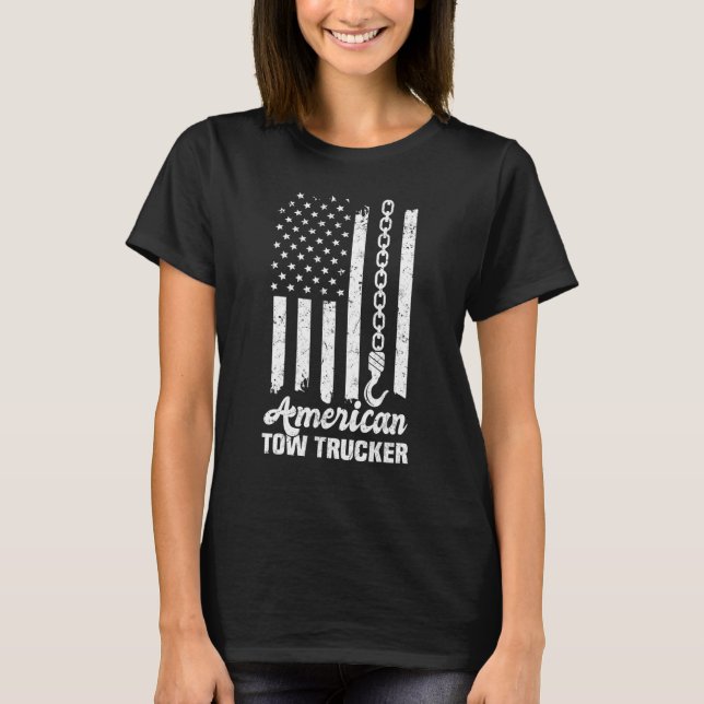 T-shirt American Flag Tow Trucker (Devant)