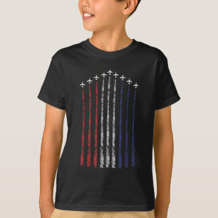 T-shirt American Flag USA Fighter Jet Con Trail