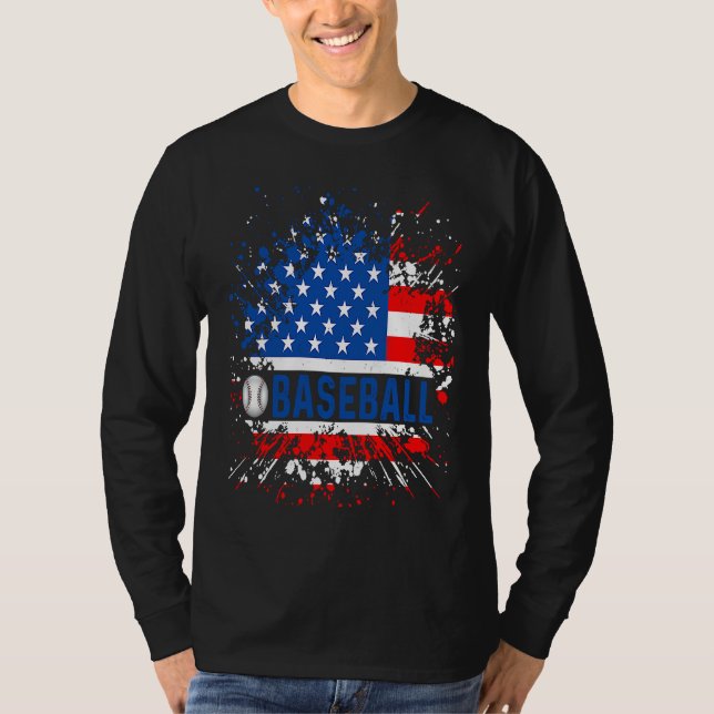 T-shirt American Flag Vintage Baseball  Patriotic Baseball (Devant)