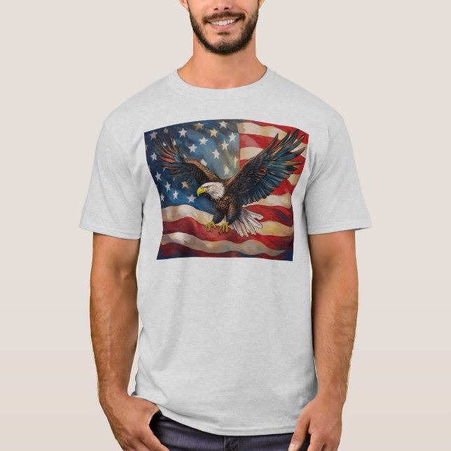 T-shirt American Flag with Bald Eagle (Devant)