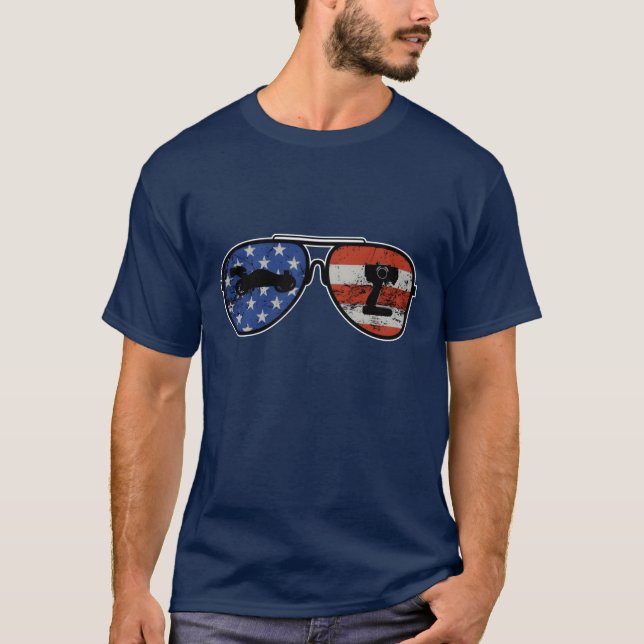 T-shirt American Flag with RC Car and remote control vinta (Devant)