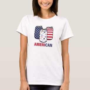 T-shirt American Flag Women USA Star Stripes Quatrième jui