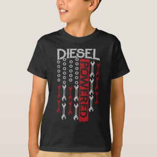 T-shirt American Flag Wrench Diesel Powered Engine