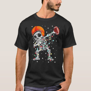 T-shirt American Football Rugby Skeleton Christmas Light X