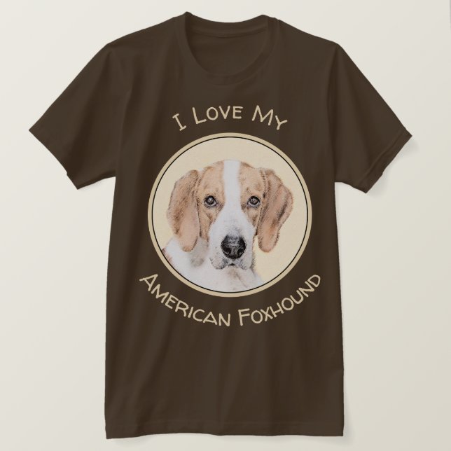 T-shirt American Foxhound Painting - Joli art original chi (Design devant)