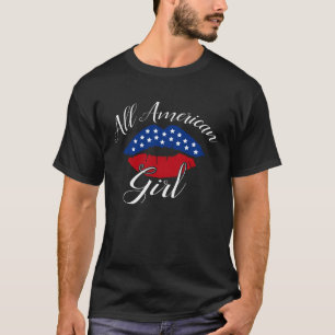 T-shirt American Girl USA Drapeau lèvres 4 juillet Soutien