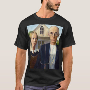 T-shirt American gothique classique peinture Grant Wood