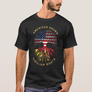 T-shirt American Grosse Avec Sicilian Roots Tree USA Drape