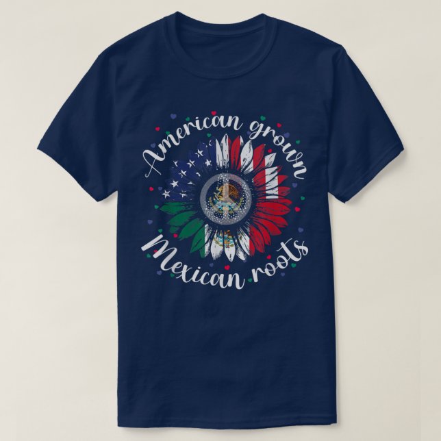 T-shirt American Grosse Meican Roots Cinco de Mayo Sunflow (Design devant)