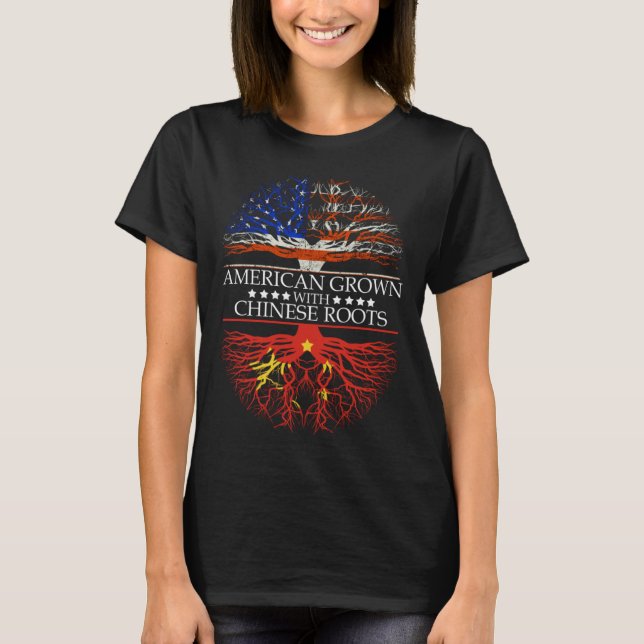 T-shirt American Grown Chinese Roots China (Devant)