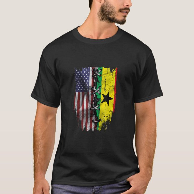 T-shirt American Grown Ghanaian Roots USA Ghana Flag (Devant)