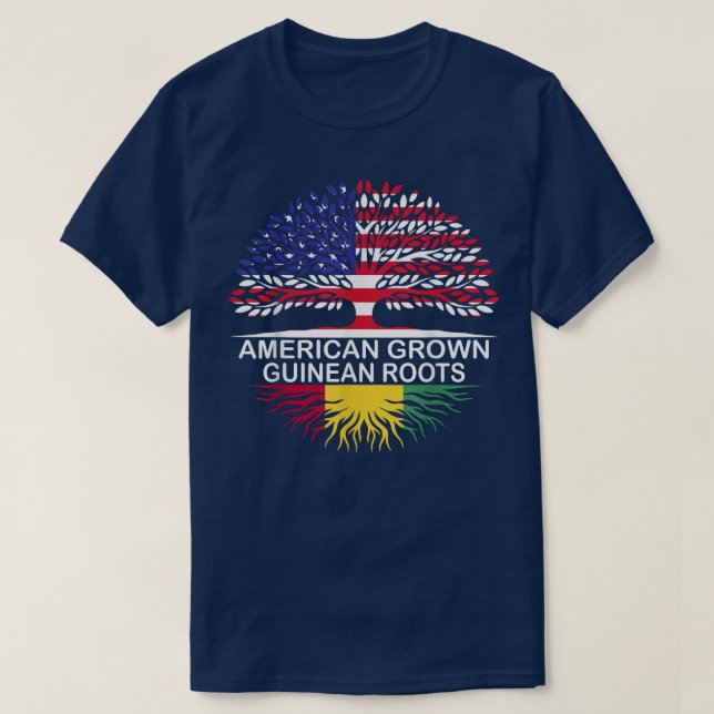 T-shirt American Grown Guinean Roots Guinea Flag  (Design devant)