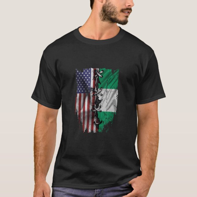 T-shirt American Grown Nigerian Roots USA Nigeria Flag (Devant)