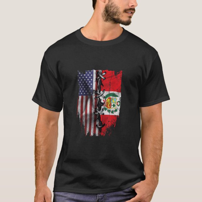 T-shirt American Grown Peruvian Roots USA Peru Flag (Devant)