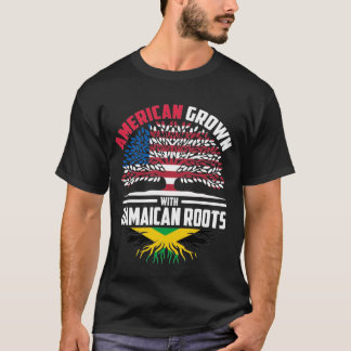 T-shirt American Grown With Jamaican Roots Jamaica Flag Fa
