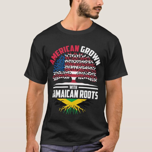 T-shirt American Grown With Jamaican Roots Jamaica Flag Fa (Devant)