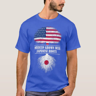 T-shirt American grown with japanese roots americans flag