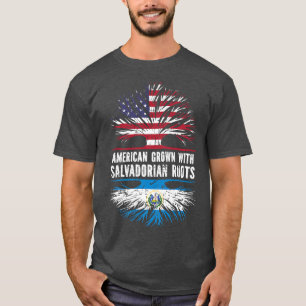 T-shirt American Grown with Salvadorian Roots USA Flag El