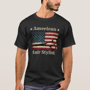 T-shirt American Hair Stylist Shears Outils American Flag