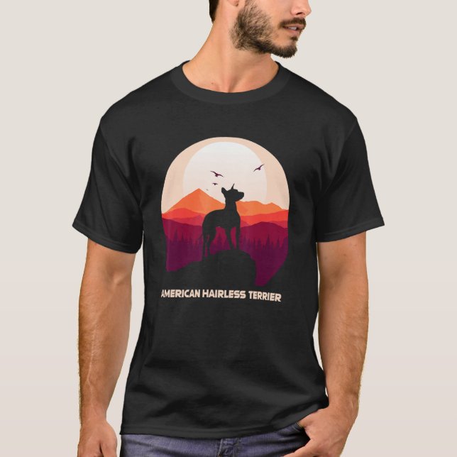 T-shirt American Hairless Terrier et Moon (Devant)