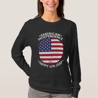 T-shirt American Independence Happy 4th July Vintage Men W