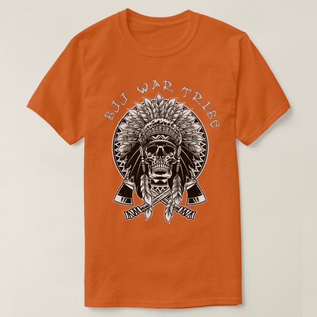 T-shirt American Indian Skull Jiu Jitsu War Tribe BJJ Fana (Design devant)