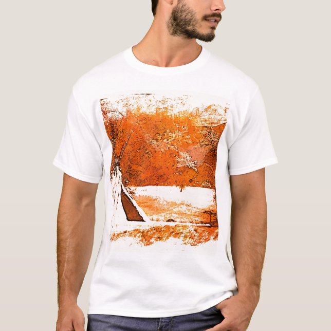 T-shirt American indian wooden tee pee miwok (Devant)