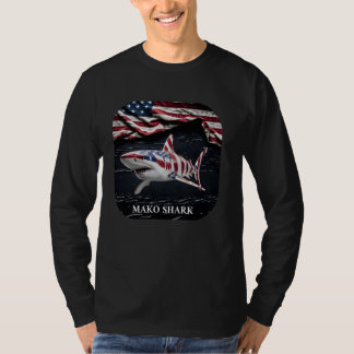 T-shirt American Mako Shark Patriotic Ocean Sensibilisatio