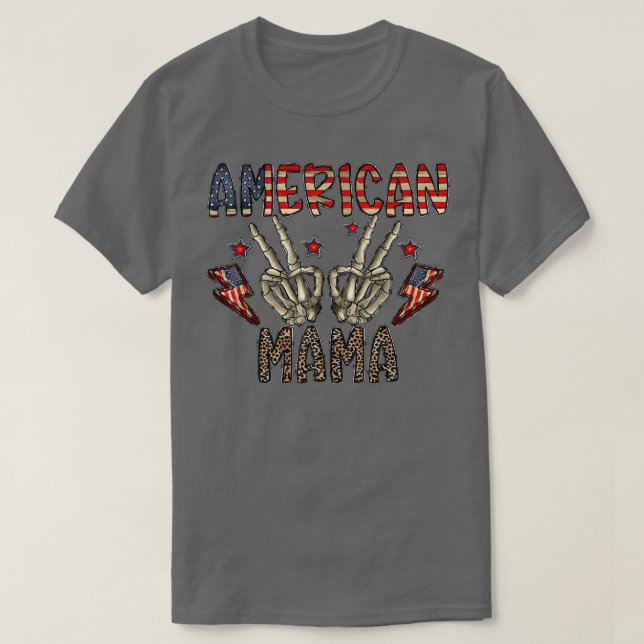 T-shirt American Mama Skeleton Main Western 4 juillet Le (Design devant)