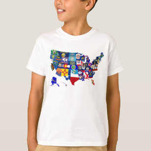 T-shirt American Map State Flags Mosaic