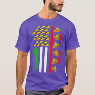 T-shirt American mexican flag with sombrero and taco Cinco