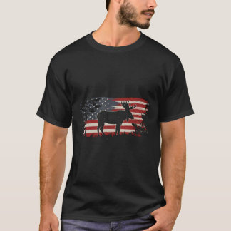 T-shirt American Moose Gift Design Idea Usa Flag