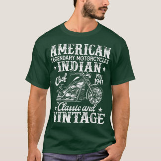 T-shirt American Motorcycle Biker Hommes Papa Retro 1947 V