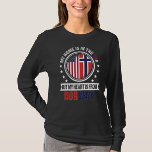 T-shirt American Norwegian Drapeau Heart de Norvège Améric