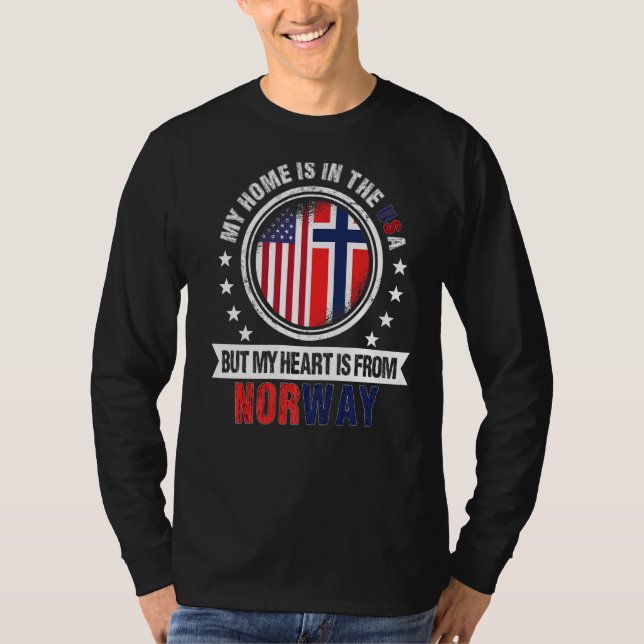 T-shirt American Norwegian Drapeau Heart de Norvège Améric (Devant)