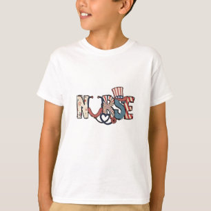 T-shirt American Nurse 4 juillet Patriotic USA Flag Nurs