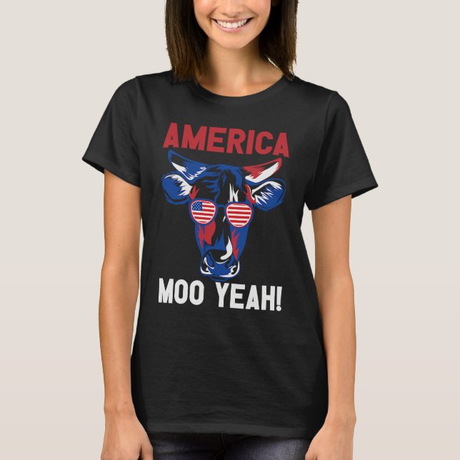T-shirt American Patriotic Decoration Moo Yeah (Devant)